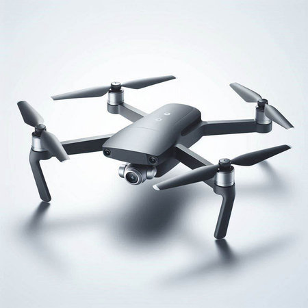 Drone with digital camera on a white background. 3d rendering