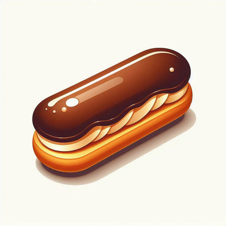 Illustration of a chocolate eclair on a white background - vector