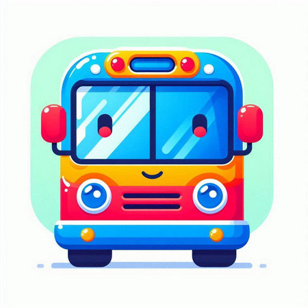 School bus. Cute cartoon character. Vector illustration in a flat style