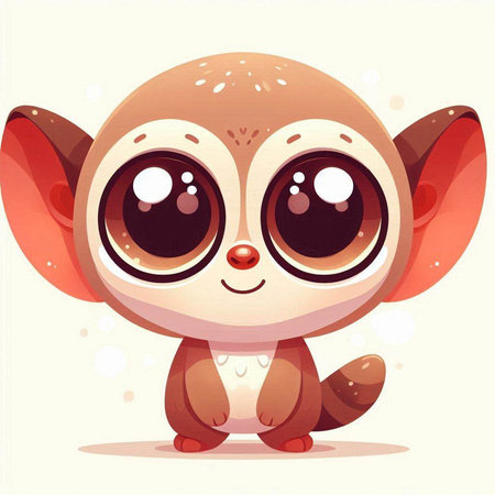 Cute cartoon troglodytes with big eyes. Vector illustration.のイラスト素材