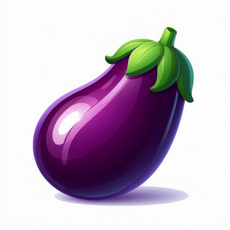 Illustration of a fresh purple eggplant on a white background.のイラスト素材