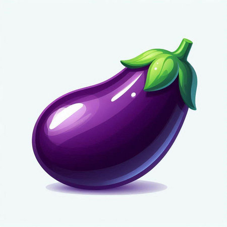Illustration of a fresh purple eggplant on a white background.のイラスト素材