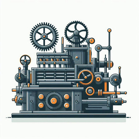 Vector illustration of industrial machine. Isolated on a white background.のイラスト素材