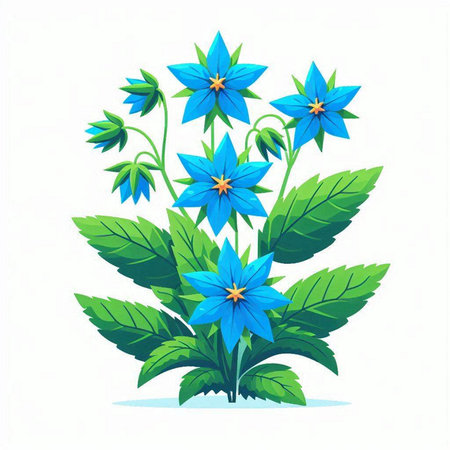 Bouquet of blue flowers on a white background. Vector illustration.のイラスト素材