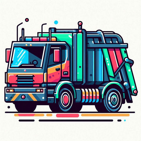 Vector illustration of a big heavy duty truck. Colorful icon.のイラスト素材