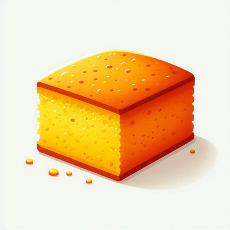 Illustration of a piece of cheddar cheese on a white background