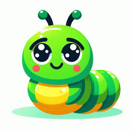 Cute cartoon caterpillar. Vector illustration isolated on white background.