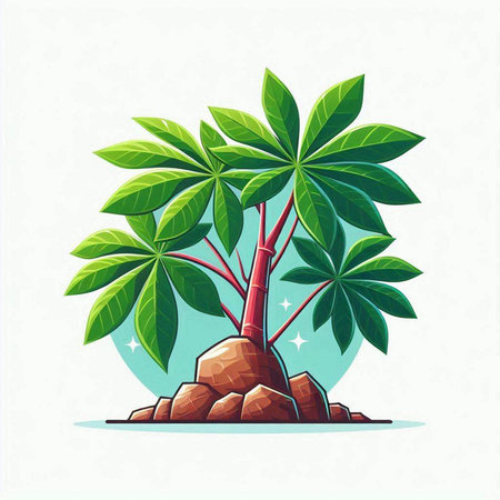 Palm tree on island. Vector illustration of a tropical island with palm trees.のイラスト素材