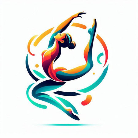 Ballet dancer vector illustration. Colorful silhouette of a girl.のイラスト素材