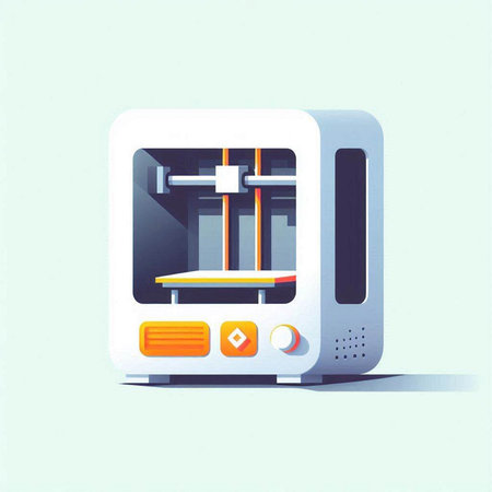 3D printer in flat style. Vector illustration. 3D printer.