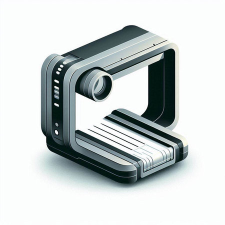 Digital camera on a white background. 3d rendering. Computer digital drawing.