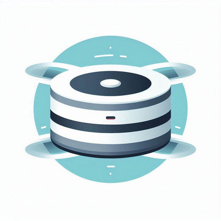 Illustration of a data center with a blue circle in the background