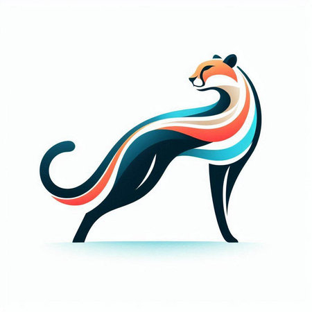 Cheetah abstract vector icon, logo design template. Creative animal illustration.のイラスト素材