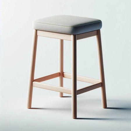 Wooden stool isolated on white background. 3d render illustration.