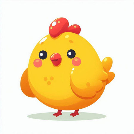 Cute cartoon chicken. Vector illustration isolated on a white background.のイラスト素材
