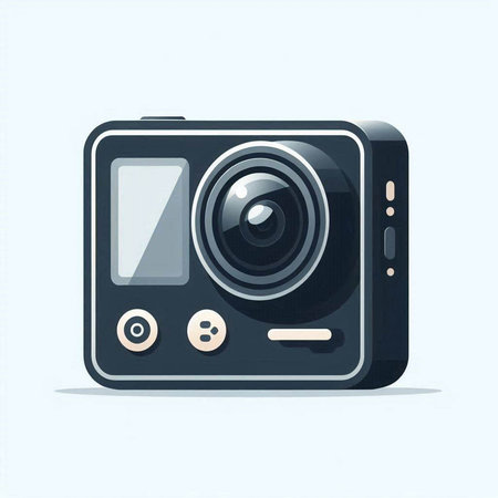 Retro photo camera on a light background. Vector illustration. Eps 10