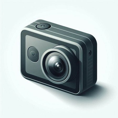 Digital camera isolated on white background. 3d rendering. Computer digital drawing.