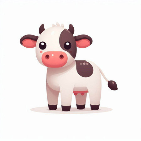 Cute cartoon cow isolated on white background. Farm animal. Vector illustration.のイラスト素材