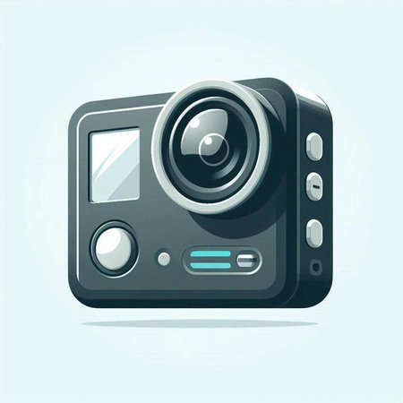 Digital camera icon on blue background. Vector illustration. Eps 10.のイラスト素材