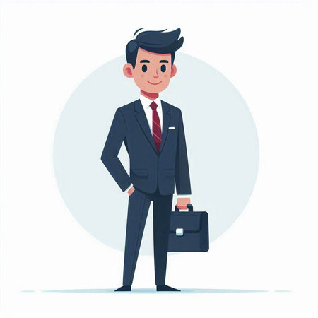 Businessman with briefcase. Vector illustration in a flat style.のイラスト素材