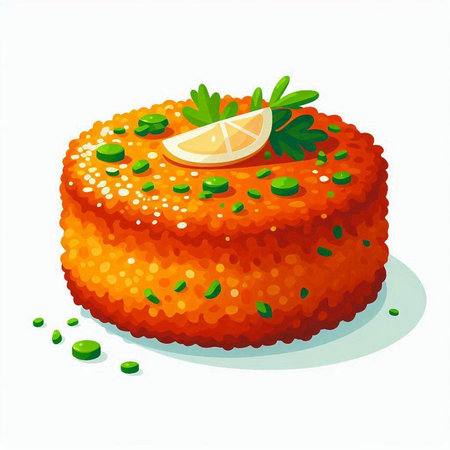 Illustration of delicious carrot cake on white background. Vector illustration.