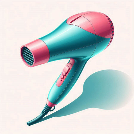 Hair dryer on a white background. 3D rendering.のイラスト素材