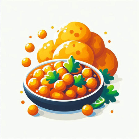 Bowl of lentils with dumplings. Vector illustration.