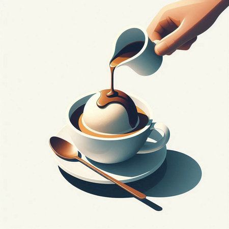 Cup of coffee with a spoon on a white background. Vector illustrationのイラスト素材