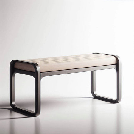 Modern metal bench on a white background. 3d render illustration.