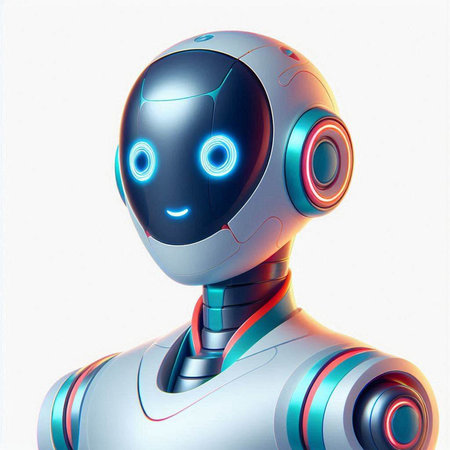 3D rendering of a female robot isolated on a white background.のイラスト素材