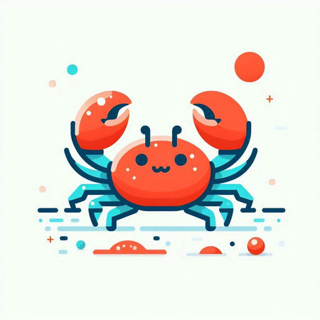 Cute cartoon crab character. Vector illustration in flat cartoon style.のイラスト素材