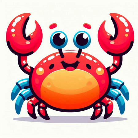 Cute cartoon red crab. Vector illustration isolated on white background.のイラスト素材
