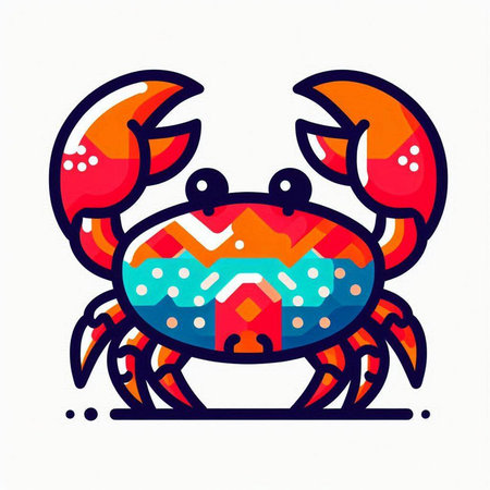 Cute cartoon crab isolated on a white background. Vector illustration.のイラスト素材