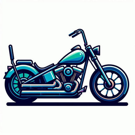 Vector illustration of a classic chopper motorcycle isolated on white background.のイラスト素材