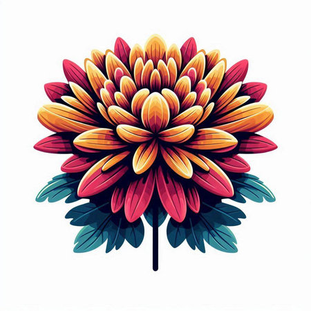 Colorful dahlia flower isolated on white background. Vector illustration.のイラスト素材