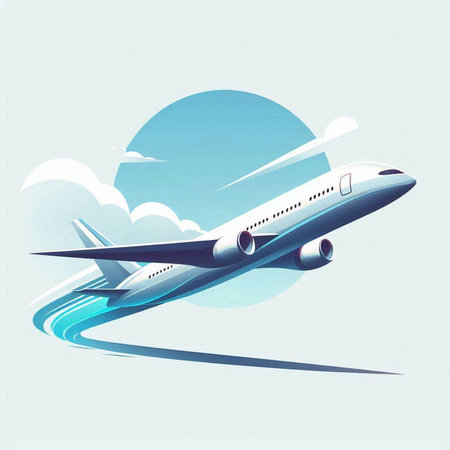 Airplane flying in the blue sky, vector illustration eps10のイラスト素材