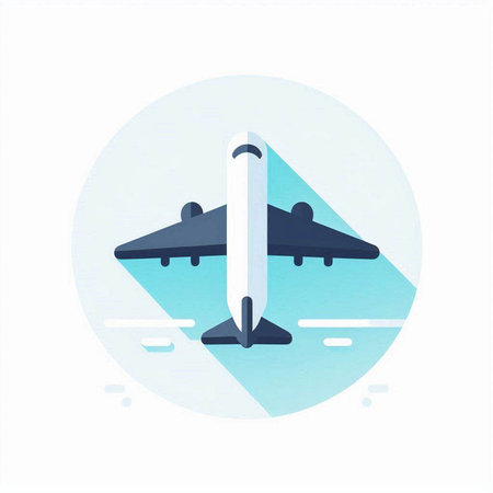 Airplane icon in flat style on a white background. Vector illustration.のイラスト素材