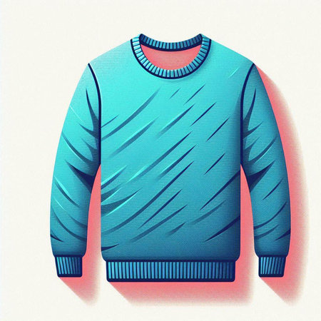 Blue sweater on a white background. 3d rendering, illustration.