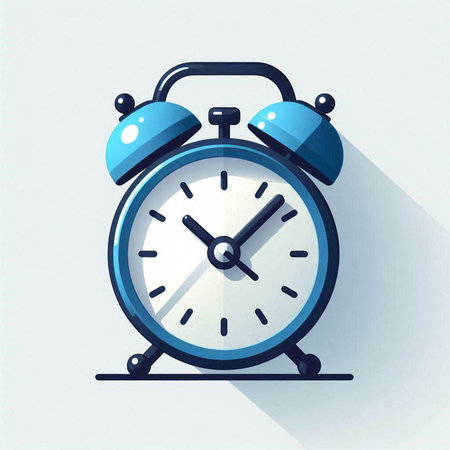 Alarm clock icon with long shadow, flat design. Vector illustrationのイラスト素材