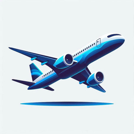 Airplane flying in the blue sky. Vector illustration for your designのイラスト素材