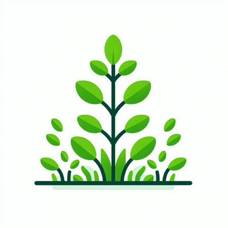 Green plant icon on white background. Vector illustration. Eps 10.のイラスト素材