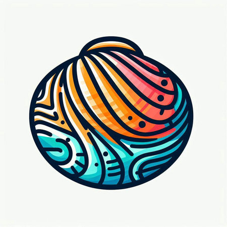 Colorful abstract sphere with waves. Vector illustration in doodle styleのイラスト素材