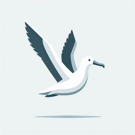Flying seagull icon. Vector illustration in flat design style.のイラスト素材