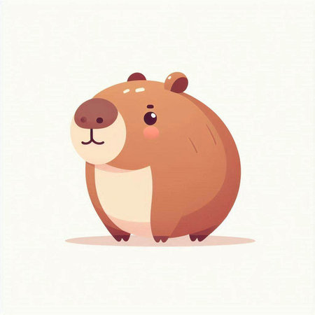Cute cartoon beaver on a white background. Vector illustration.のイラスト素材