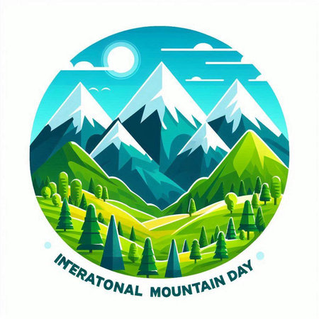 Mountain landscape with forest and mountains. Vector illustration for your designのイラスト素材