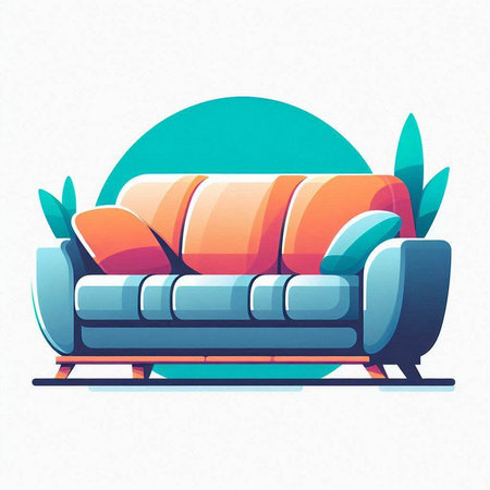 Sofa icon in flat style. Vector illustration for your designのイラスト素材