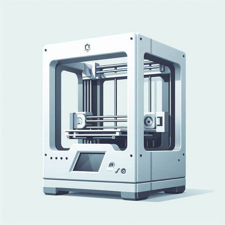 3d rendering of a 3d printer on a white background.