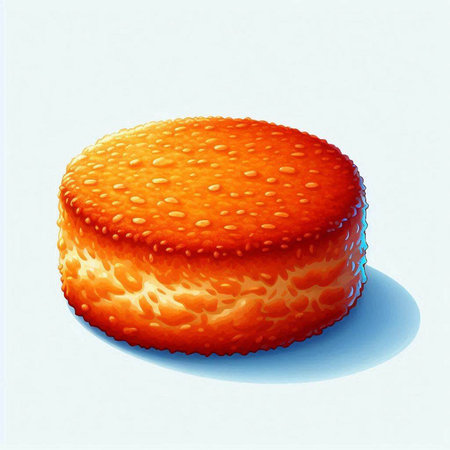 Illustration of a round biscuit cake on a white background.