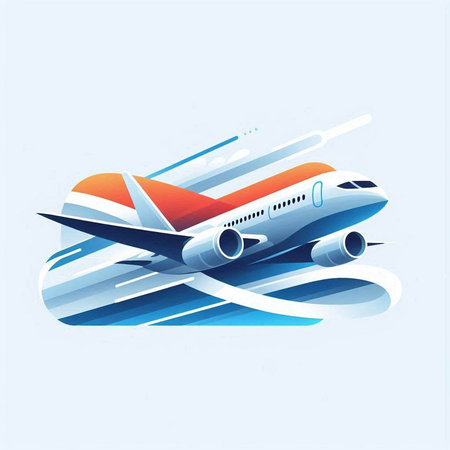 Airplane flying in the blue sky. Vector illustration for your designのイラスト素材