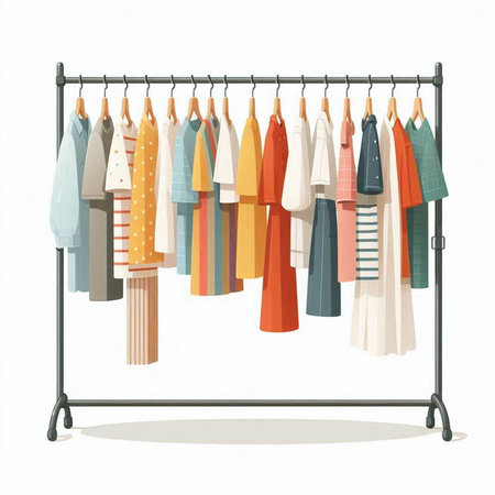 Clothes hanging on a hanger. Vector illustration isolated on white background.のイラスト素材